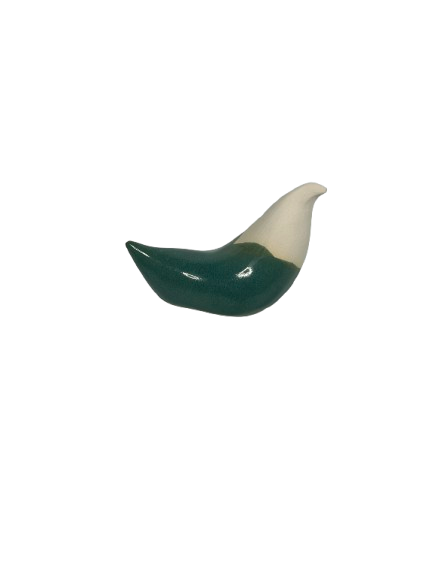 oiseau vert tête blanche céramique