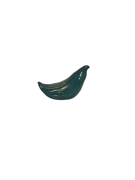 petit oiseau bleu rayé céramique