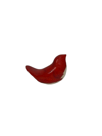 petit oiseau rouge en céramique